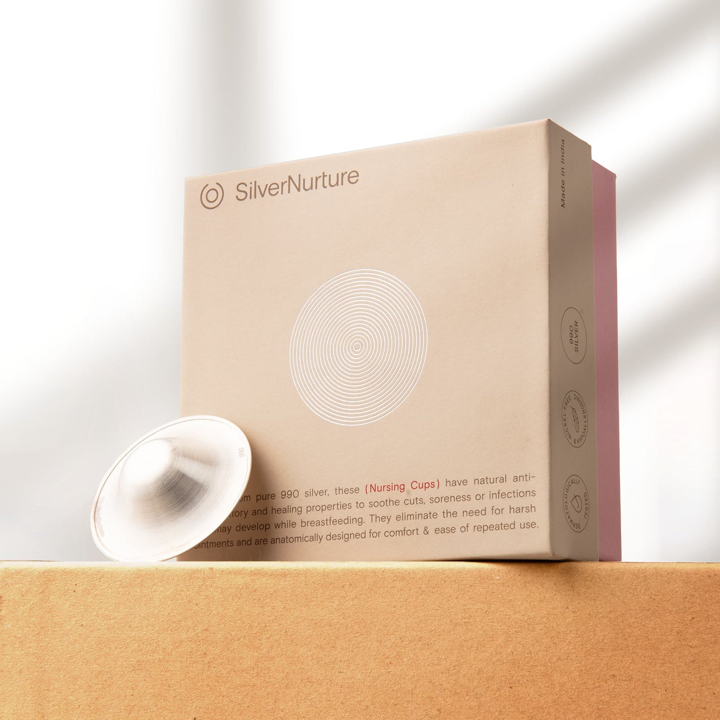 SilverNurture nursing cups with packaging